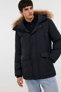 Пуховик с капюшоном и мехом, 3XL, черный Baon