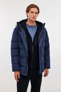 Пуховик с капюшоном и воротником-стойкой, 3XL, синий Baon