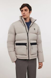 Пуховик с воротником-стойкой без капюшона, 3XL, серый Baon