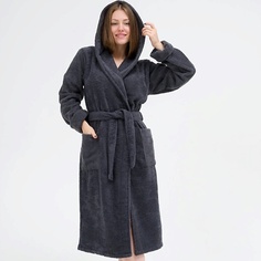 BIO TEXTILES Халат махровый женский с капюшоном Dark Grey