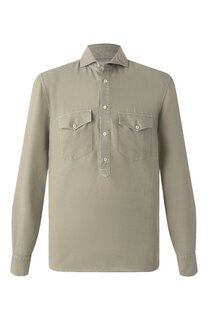 Рубашка изо льна и хлопка Brunello Cucinelli