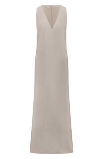 Платье из вискозы и льна Brunello Cucinelli