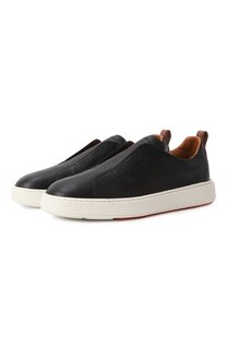 Кожаные слипоны Santoni