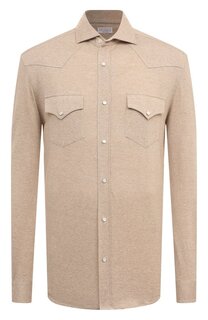 Рубашка изо льна и хлопка Brunello Cucinelli