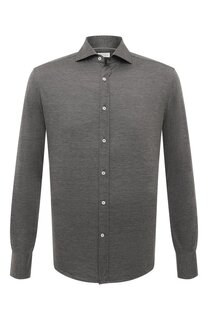 Рубашка из шелка и хлопка Brunello Cucinelli