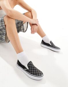Vans Classic - слипоны в черно-серую клетку