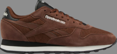Кроссовки classic leather brush brown Reebok, коричневый