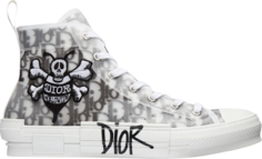 Кроссовки Dior B23 High Dior Oblique - Shawn Bee Embroidery Patch, белый