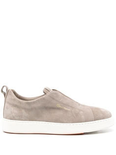 Santoni замшевые кроссовки без застежек, серый