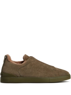Кожаные Кроссовки Triple Stitch Zegna, зеленый