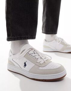 Белые кроссовки из кожи и замши Polo Ralph Lauren Court с логотипом лошади