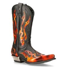 New Rock Flame Accented/красные ковбойские сапоги до середины икры-7921-S2 New Rock, черный
