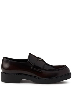 Prada кожаные мокасины с логотипом, коричневый