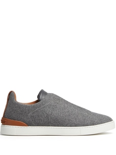 Zegna Triple Stitch slip-on sneakers, серый