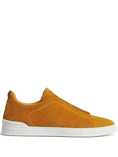 Zegna lace-up suede sneakers, оранжевый
