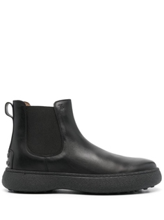 Tods кожаные ботинки с тисненым логотипом, черный Tod’S