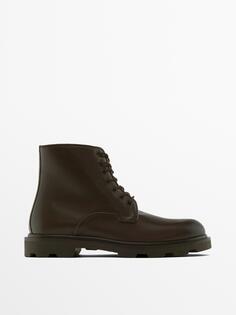 ботинки на шнуровке Massimo Dutti, коричневый