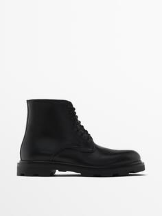 ботинки на шнуровке Massimo Dutti, черный