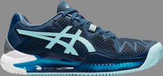 Кроссовки wmns gel resolution 8 clay light indigo clear blue Asics, синий