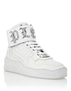 ВЫСОКИЕ КРОССОВКИ GOTHIC PLEIN Philipp Plein, цвет White/Nickel