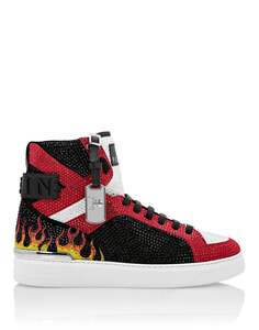 MONEY BEAST Hi-Top кристалл Пламя Philipp Plein, цвет Red / Black