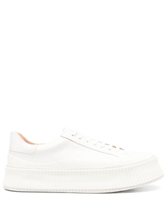 Jil Sander кожаные кеды на платформе со шнуровкой, нейтральный цвет