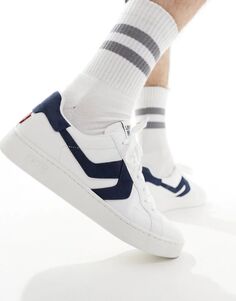 Белые кожаные кроссовки Levis Swift с темно-синим каблуком