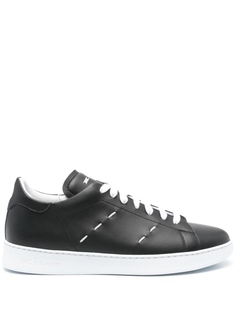 Kiton кожаные кроссовки на шнуровке, черный