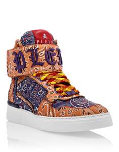 Высокие кроссовки с узором пейсли Philipp Plein, цвет Purple/Orange
