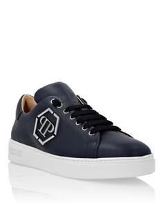 Кожаные низкие кеды Hexagon Philipp Plein, темно-синий