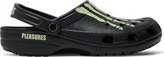 Кроссовки Pleasures x Classic Clog Skeleton - Glow in the Dark, черный Crocs