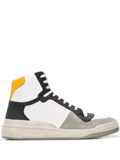 Saint Laurent высокие кроссовки со вставками, белый