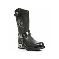 Мужские кожаные ковбойские сапоги New Rock в готическом стиле - MR030-S1 New Rock, черный