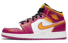 Кроссовки Air Jordan 1 Vintage Basketball Shoes Men High-top Pink/Yellow, розовый