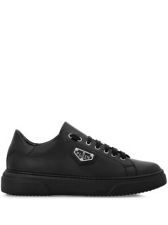 Philipp Plein кожаные кроссовки с логотипом, черный