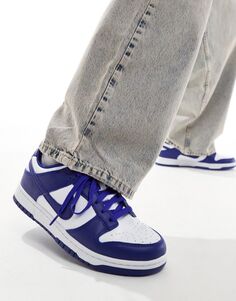 Бело-синие кроссовки Nike Dunk Low Retro