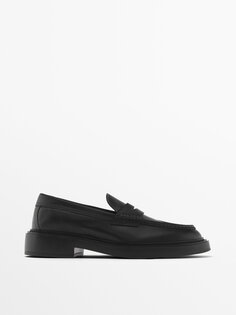 Кожаные пенни-лоферы Massimo Dutti, черный