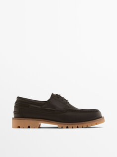 Туфли Vibram из кожи наппа Massimo Dutti, коричневый