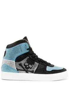 Высокие кроссовки с кристаллами Philipp Plein, синий