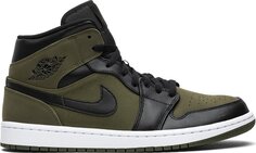 Кроссовки Air Jordan 1 Mid Olive Canvas, зеленый