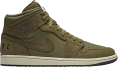 Кроссовки Air Jordan 1 Retro Mid Olive Canvas, зеленый