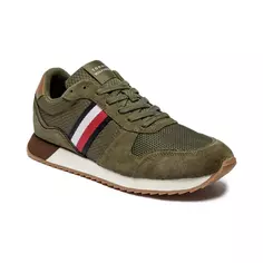 Кроссовки Runner evo с добавлением кожи Tommy Hilfiger, хаки