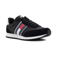 Кроссовки Tjm runner casual ess с добавлением кожи Tommy Hilfiger, черный