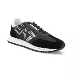 Кроссовки с добавлением кожи Ea7, черный