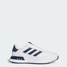 Кожаные туфли для гольфа S2G без шипов 24 Adidas, цвет Cloud White/Collegiate Navy/Silver Metallic