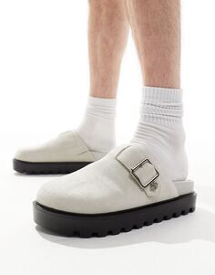 ASOS DESIGN – серые сабо на толстой подошве с серебряной полосой