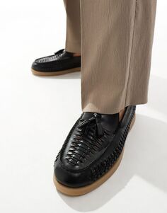 Черные замшевые лоферы ASOS DESIGN с плетением и кисточкой