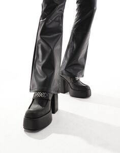 Черные лоферы на массивном каблуке ASOS DESIGN