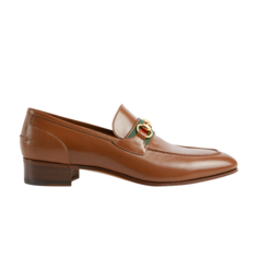 Лоферы Gucci Horsebit Web-Stripe Loafer, коричневый
