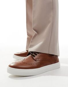Светло-коричневые броги из искусственной кожи на шнуровке ASOS DESIGN